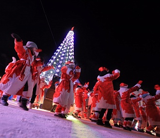 Деды Морозы, гномы и олени открыли ёлку на площади Ленина