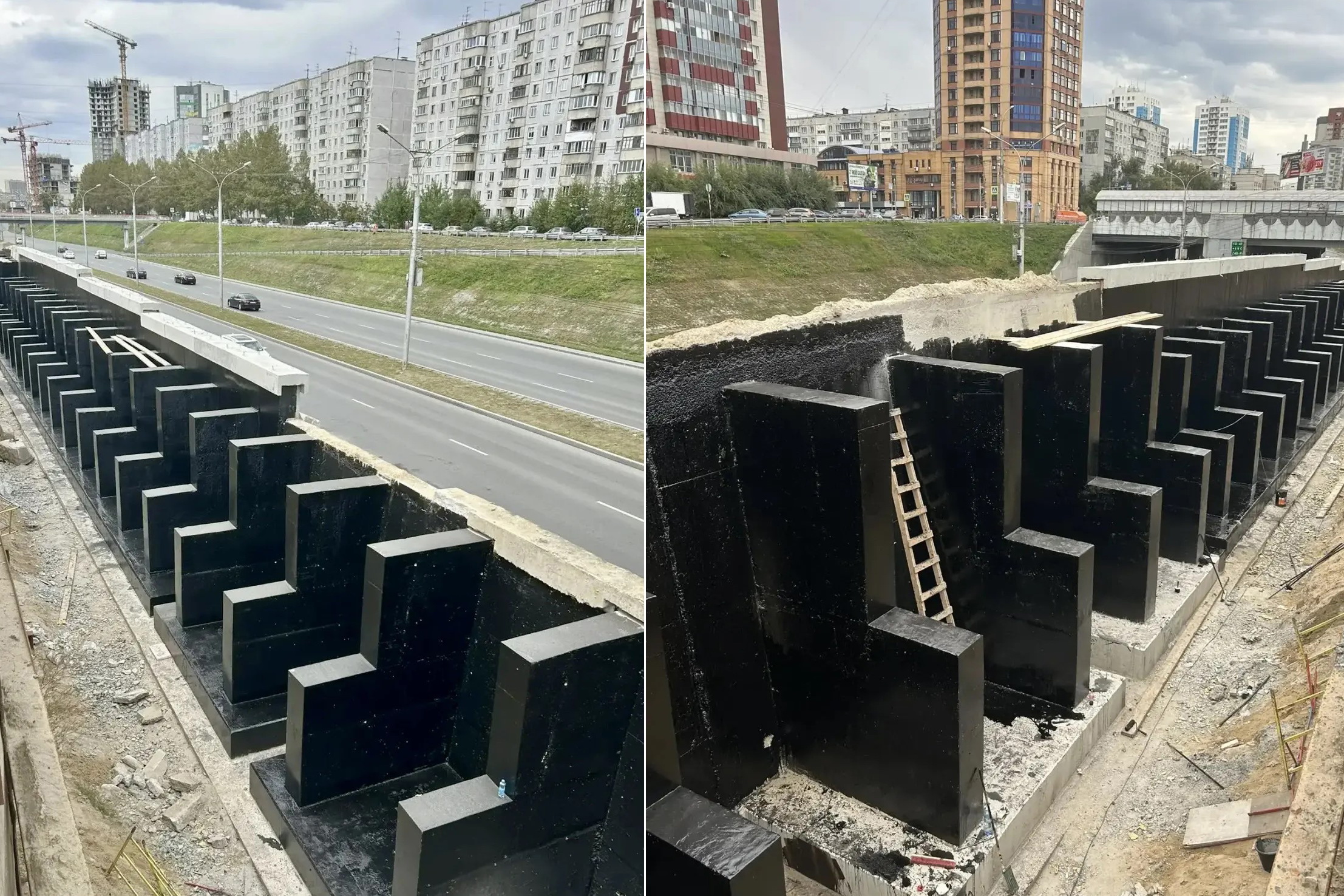 Стену из железобетона возвели на Ипподромской магистрали в Новосибирске