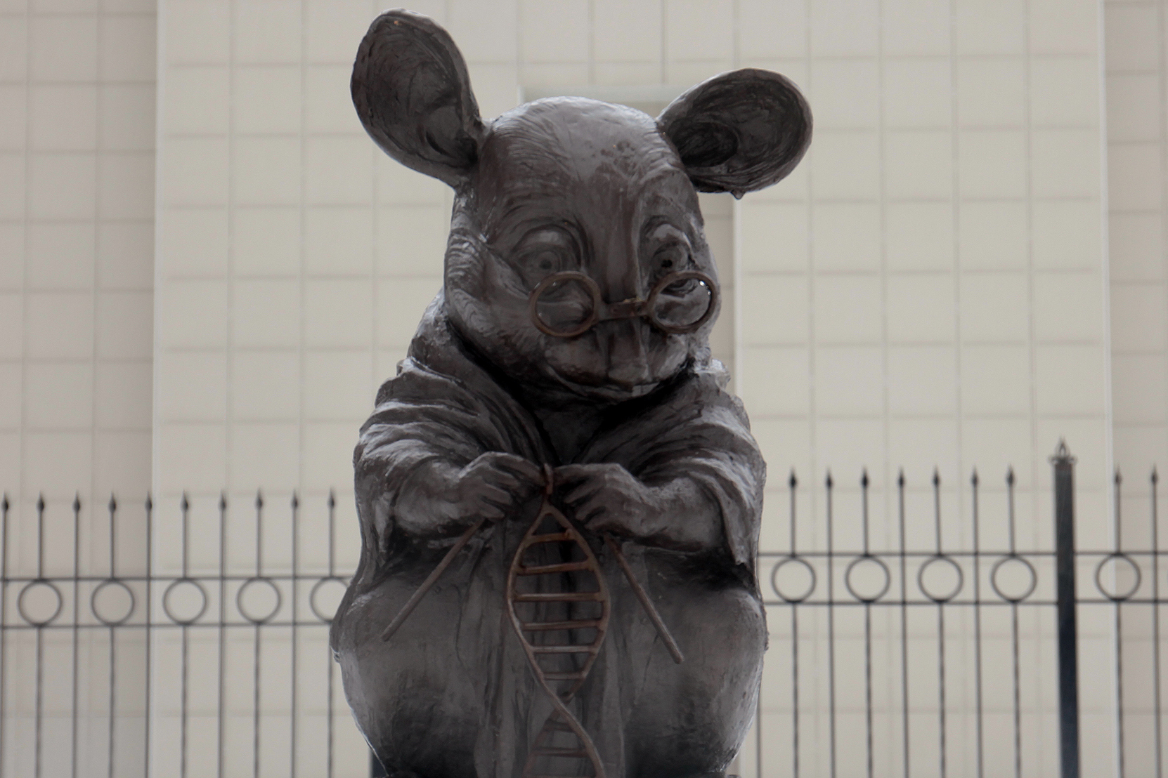 Памятник лабораторной мыши в сквере около Института цитологии и генетики СО РАН на проспекте Академика Лаврентьева, 10