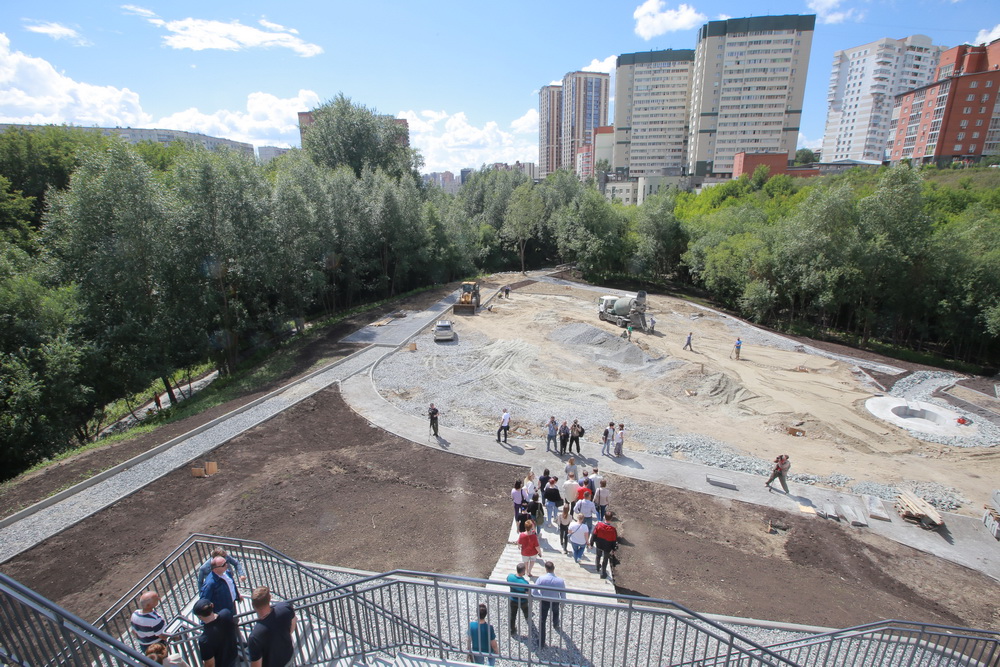 Благоустройство будущего парка в пойме Ельцовки. Июль 2022 года