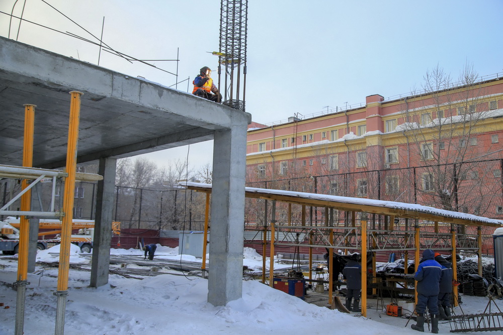 Строительство школы №54. Январь 2022 года
