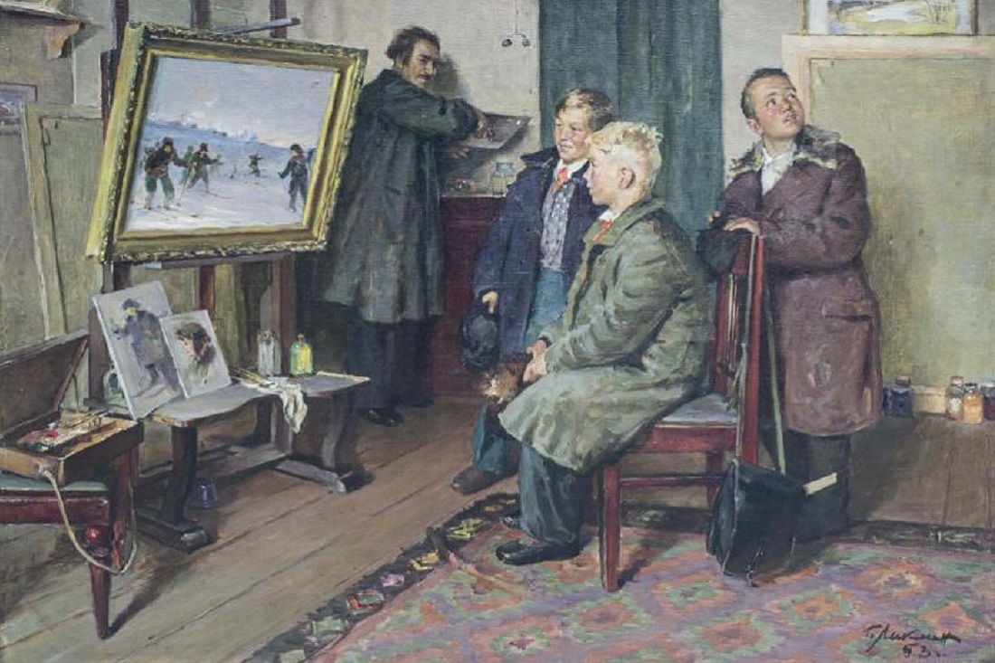 «В мастерской художника», 1953 г. Холст, масло. 74×96 см