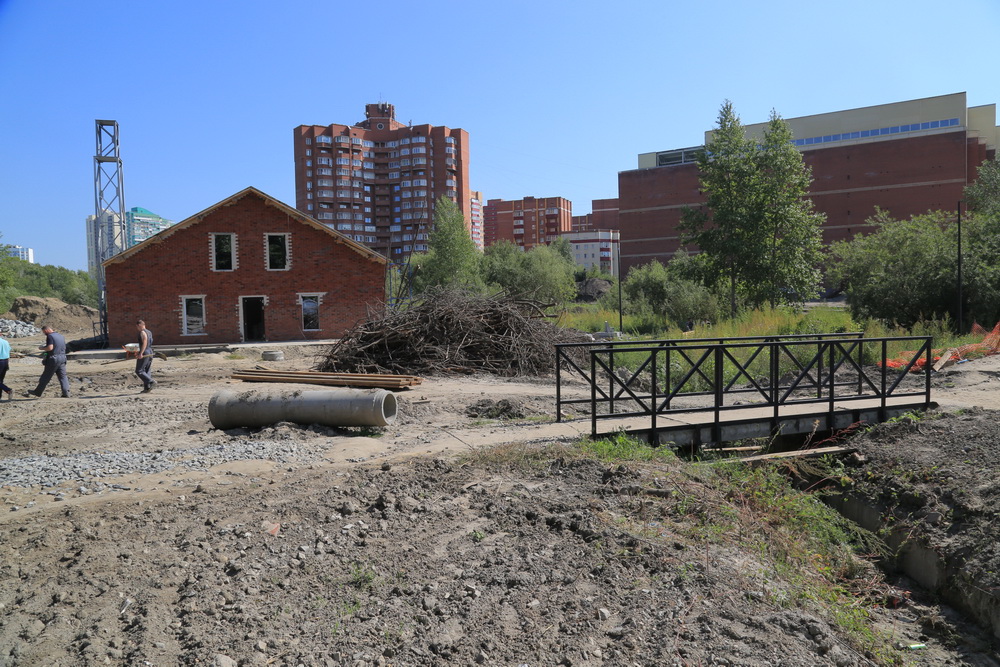 Строительство парка «Каменка». Август 2023 года