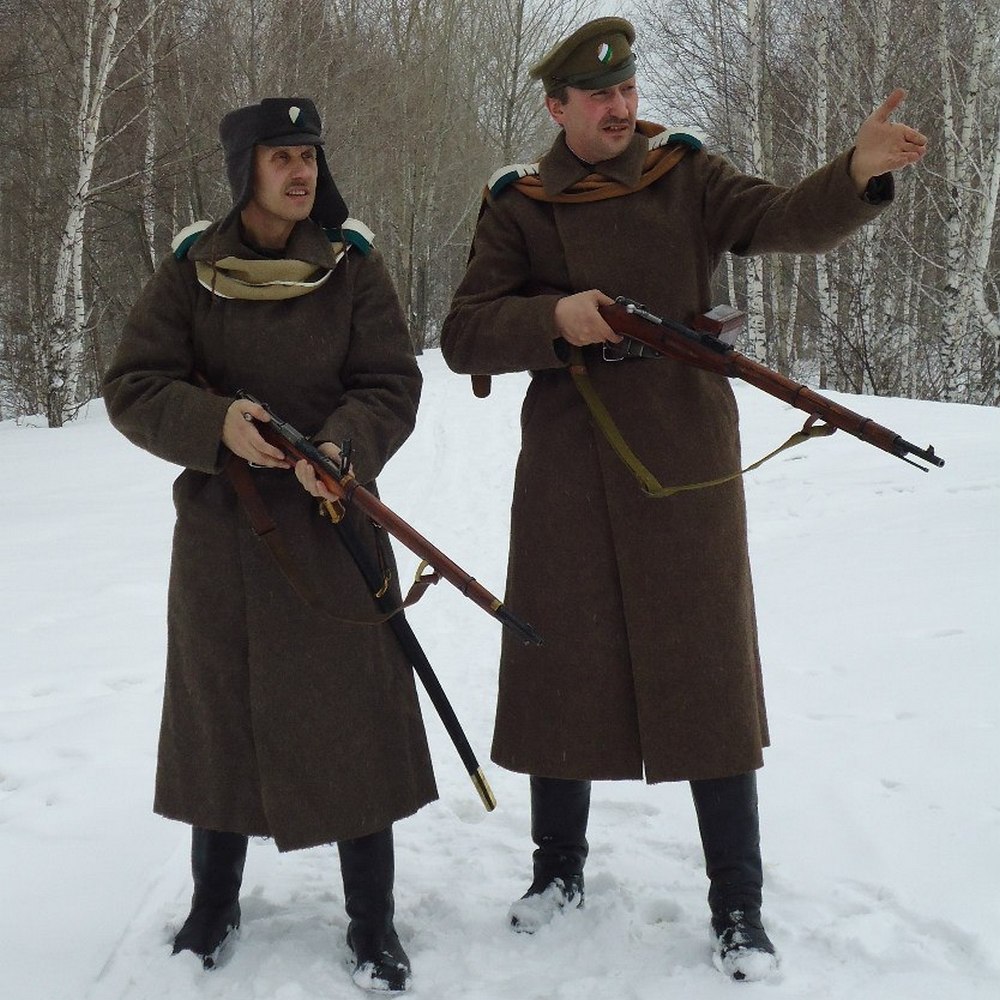 Милиционеры пешей команды Ново-Николаевской городской милиции 1918 г. Реконструкция К. Шумкина