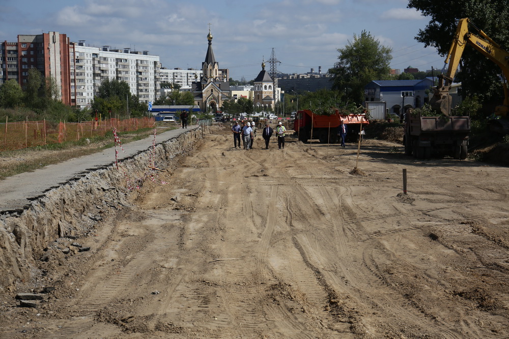Постройка четырёхполосной дороги на выезде из Родников. Август 2021