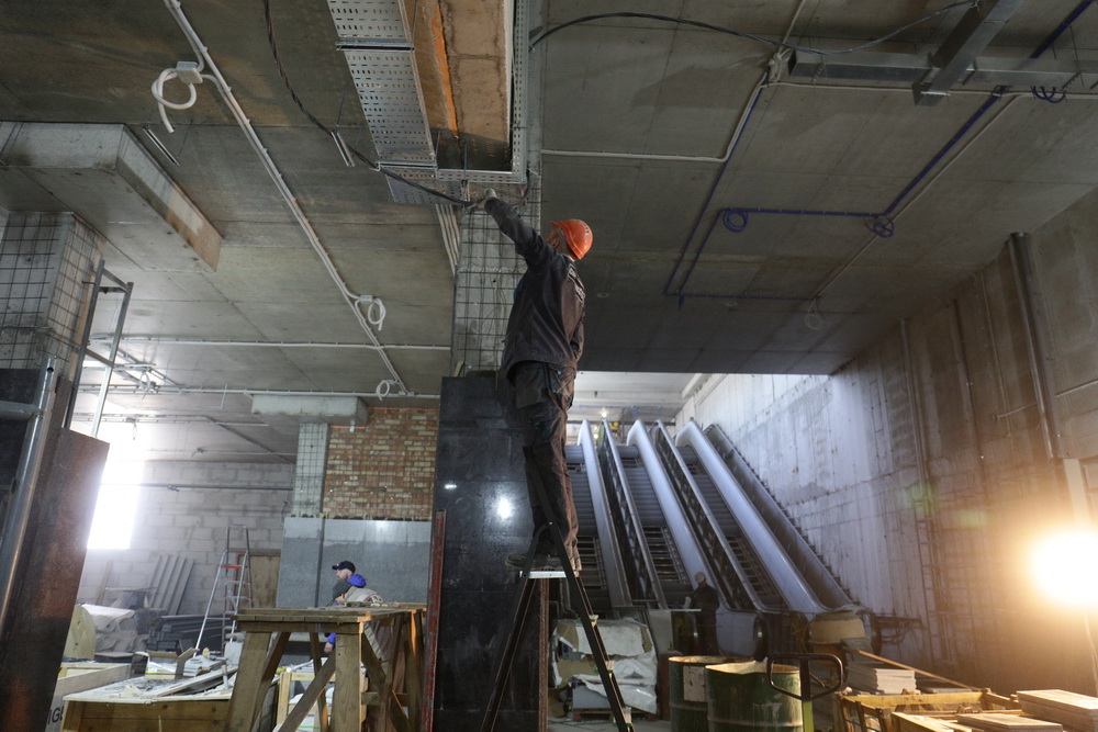 Строительство станции «Спортивная». Апрель 2022 года