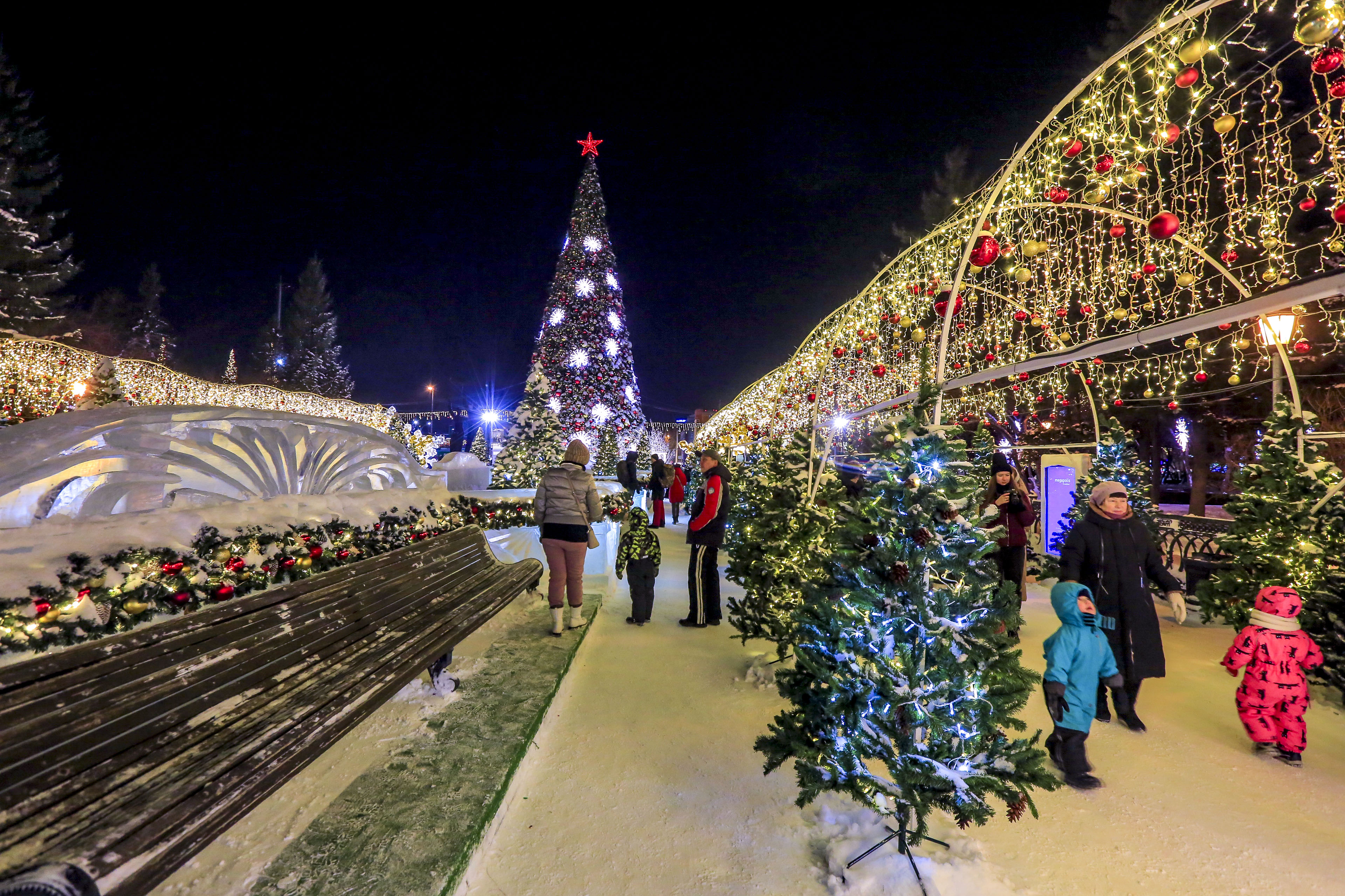Новосибирск новогодний: Театральный сквер