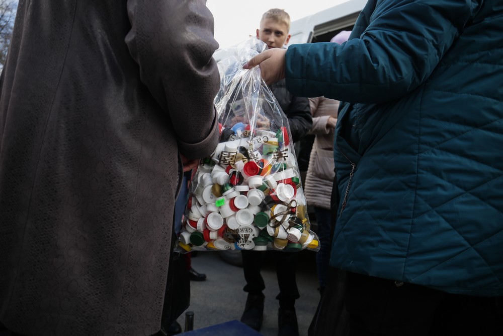 Акция по сбору батареек и пластиковых крышечек. Апрель 2021 года