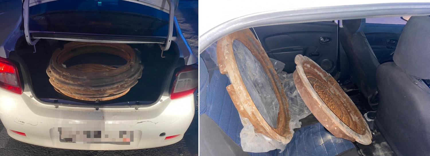 Ворованные люки обнаружили в багажнике такси в Новосибирске