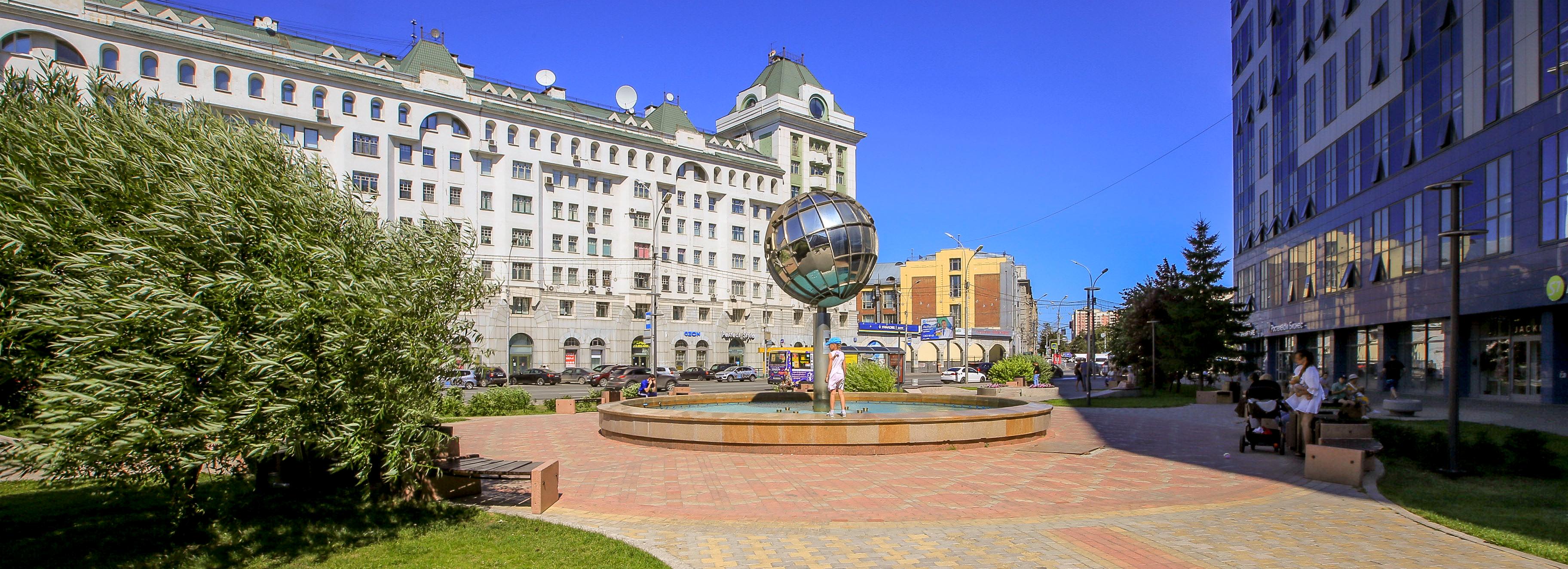 Сквер S7 с фонтаном-планетой в Новосибирске реконструируют