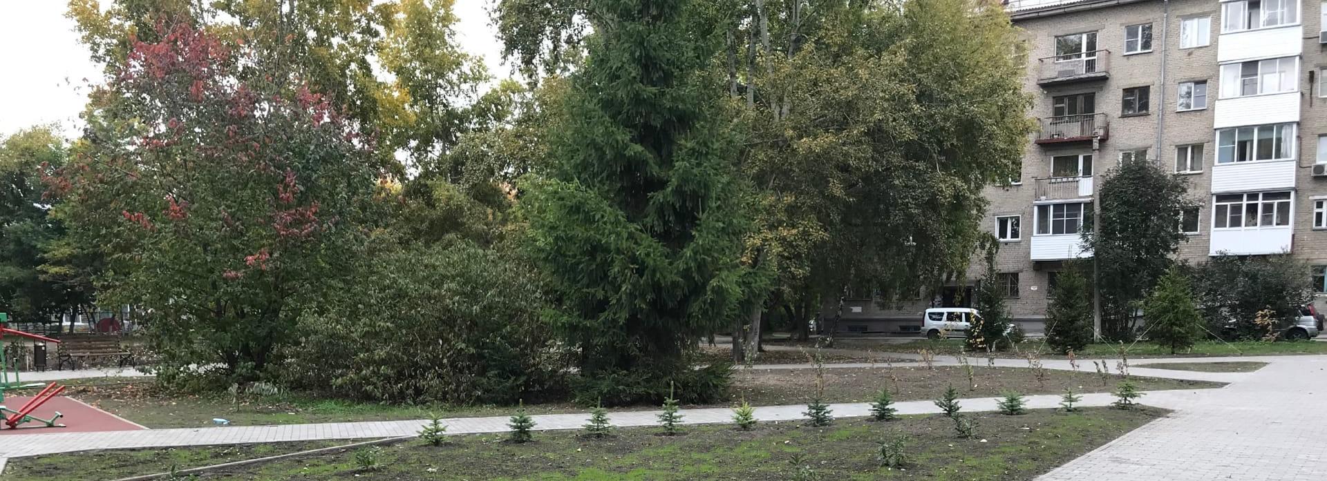 Красивый сквер сделали из грязного двора на проспекте Маркса