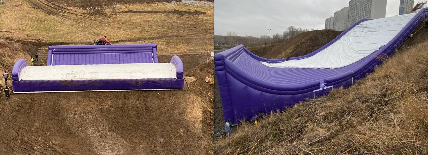 Уникальный надувной комплекс появился в сноуборд-парке «Горский»