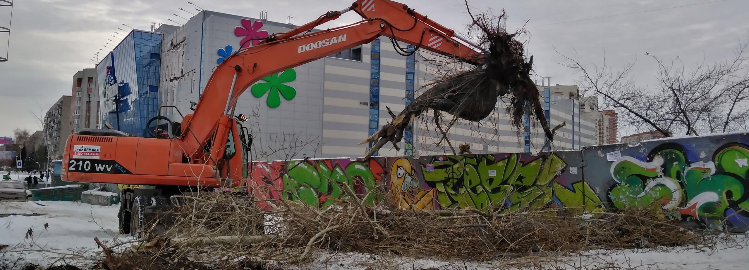 На пустыре у «Ройял Парка» на Красном проспекте вырубили все деревья