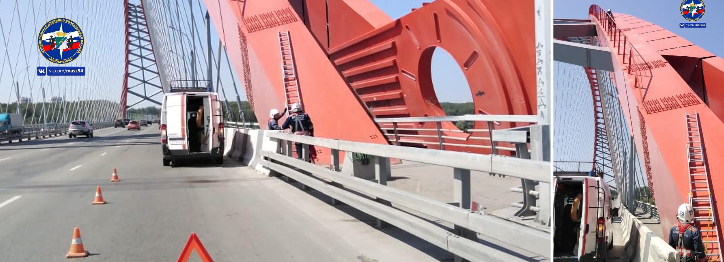 Спасатели спугнули сидящего на арке Бугринского моста новосибирца