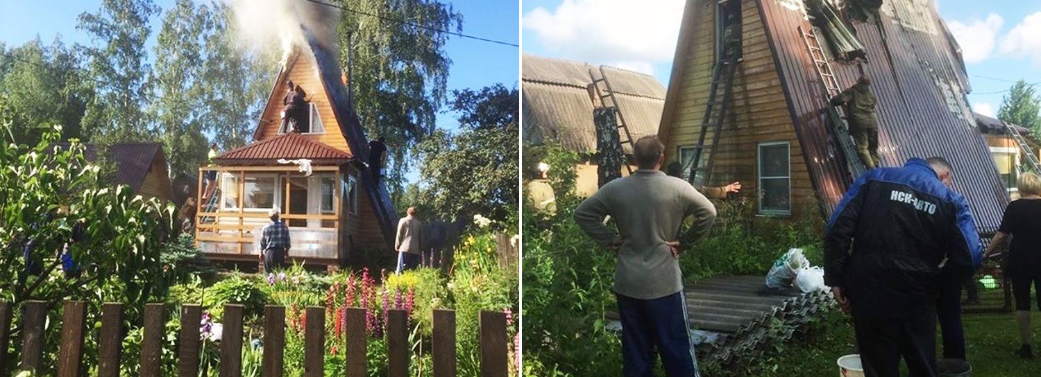 Три десятка дачников тушили горящий домик в «Смородинке»