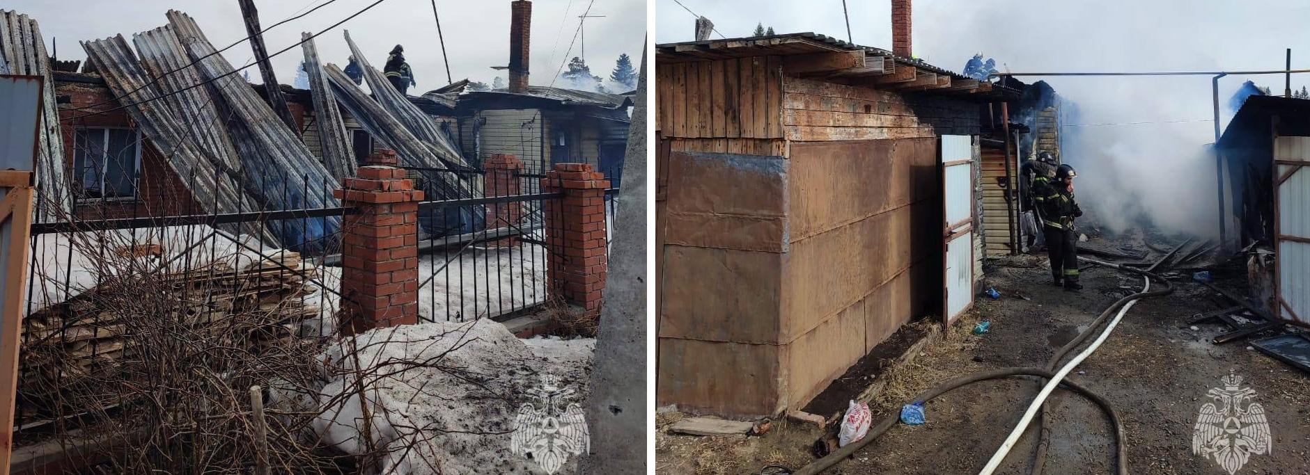 Газовый баллон эвакуировали из горящего сарая под Новосибирском