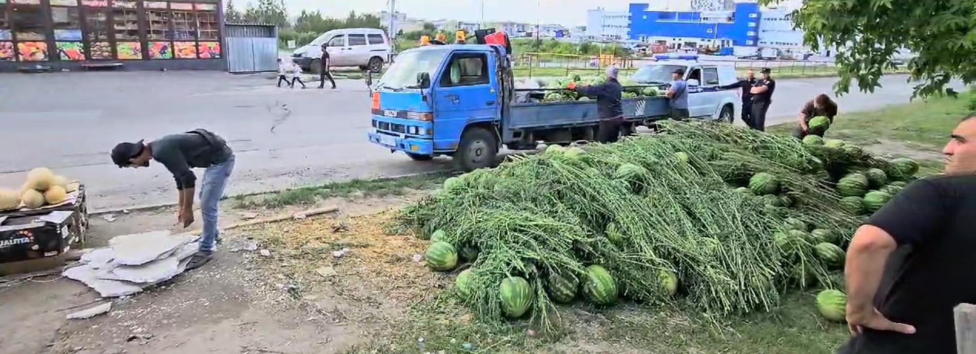 20 тонн арбузов и дынь забрали у мигрантов в Октябрьском районе