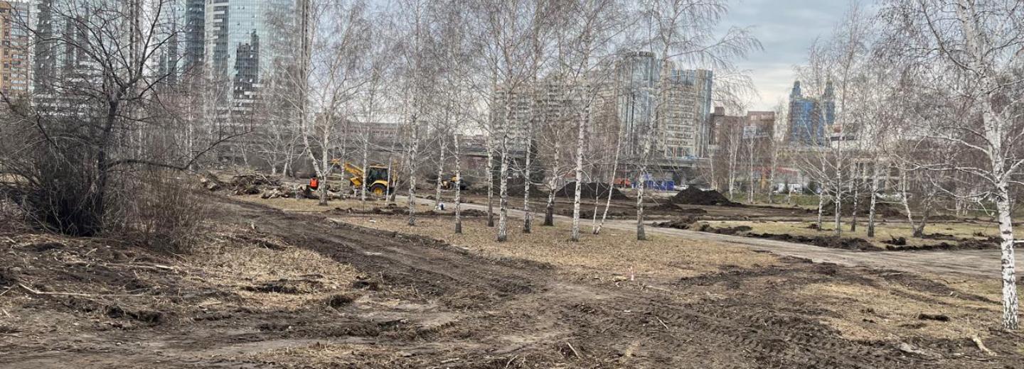 Старый асфальт сняли с дорожек в будущем сквере у заксобрания