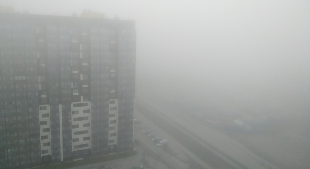 Густой туман значительно ухудшил видимость на дорогах Новосибирска