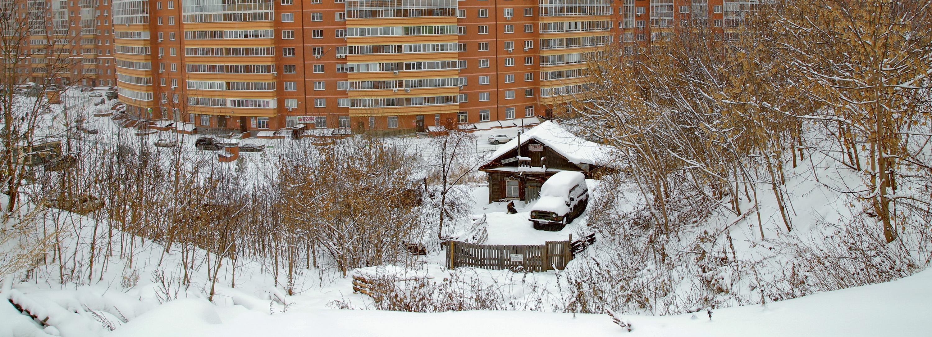 Изба среди новостроек: новосибирец просит за старый дом 15 млн рублей