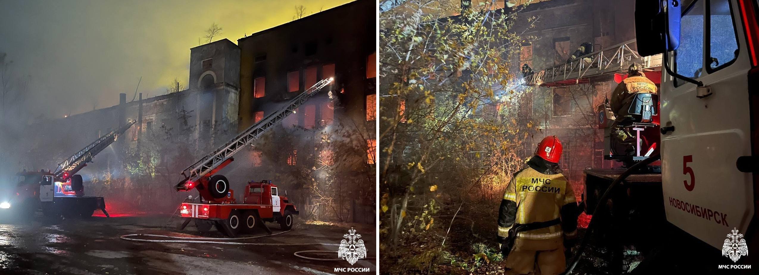 Крупный пожар в заброшенном здании потушили ночью на Станционной