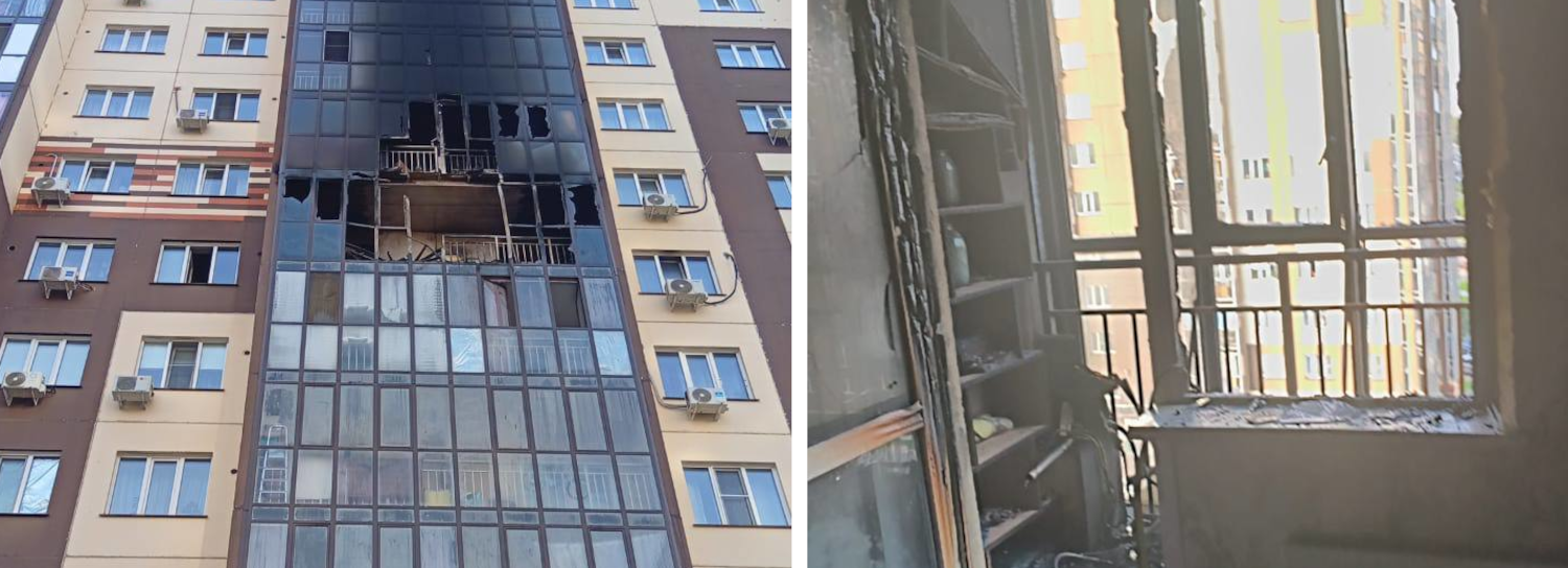 Пожар уничтожил несколько лоджий в 16-этажке на улице Заречной
