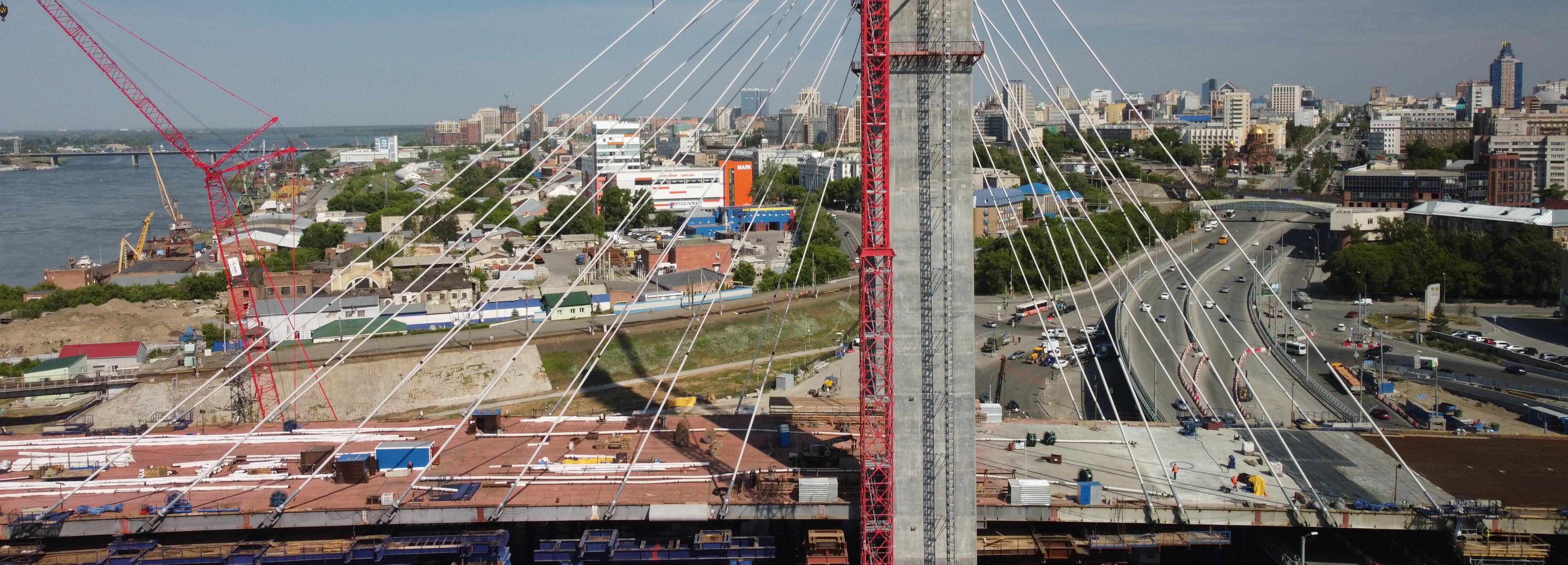 26 стальных вант смонтировали у четвёртого моста в Новосибирске