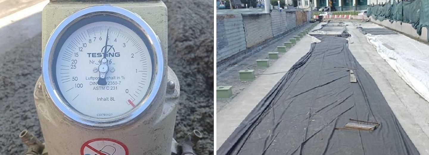 Выравнивающий слой бетона уложили на путепроводе на Фрунзе в Новосибирске