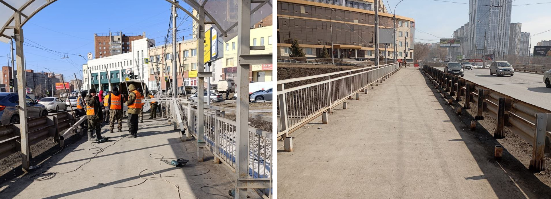 Разобрали пешеходную галерею путепровода на улице Фрунзе
