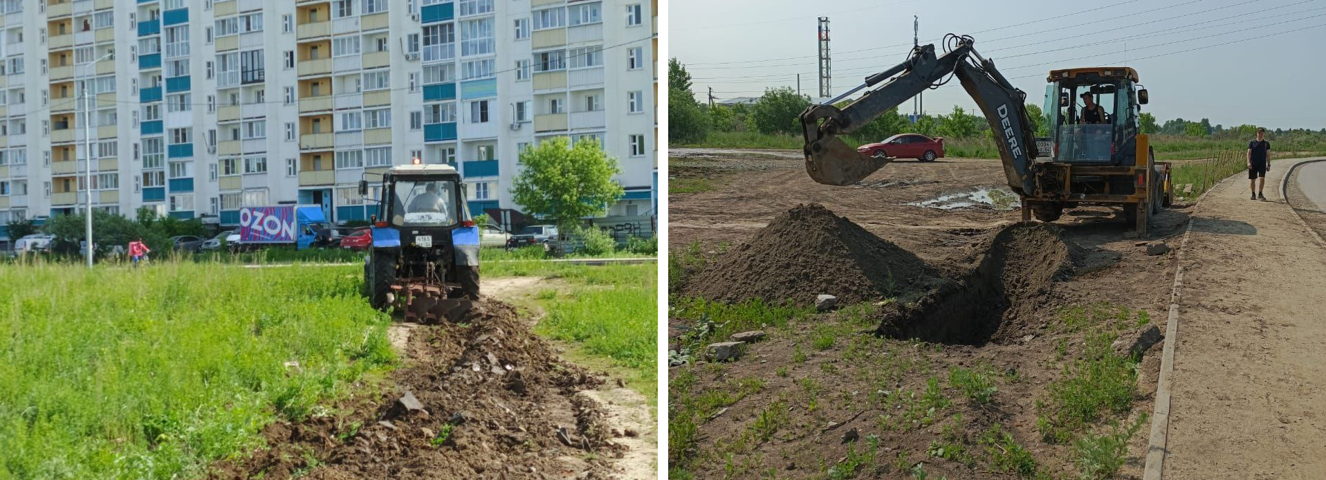 У полей с сухостоем в Кировке нарезают борозды для защиты от пожаров