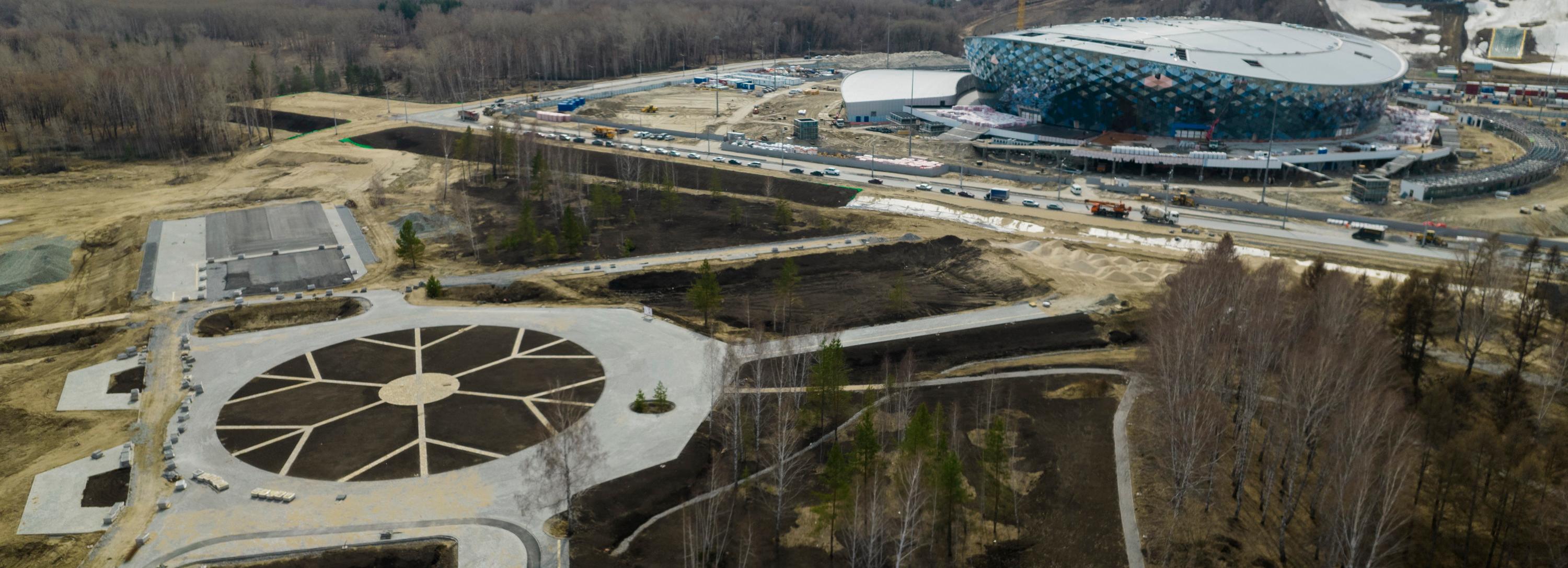 Парк «Арена» у нового ЛДС в Новосибирске готов на 65%