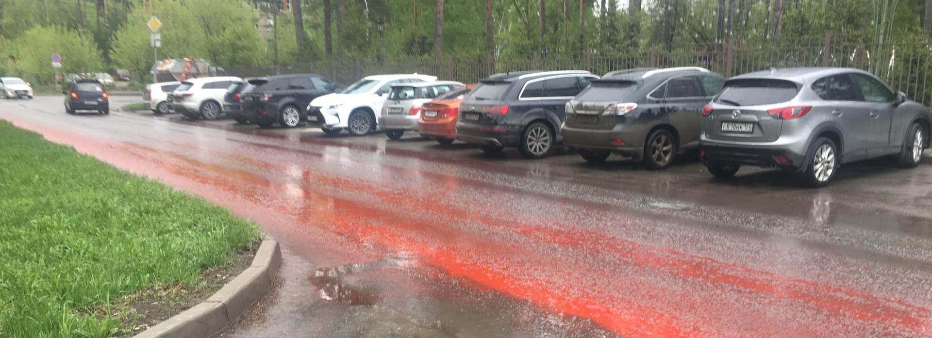 Красные реки на дорогах после дождя испугали новосибирцев