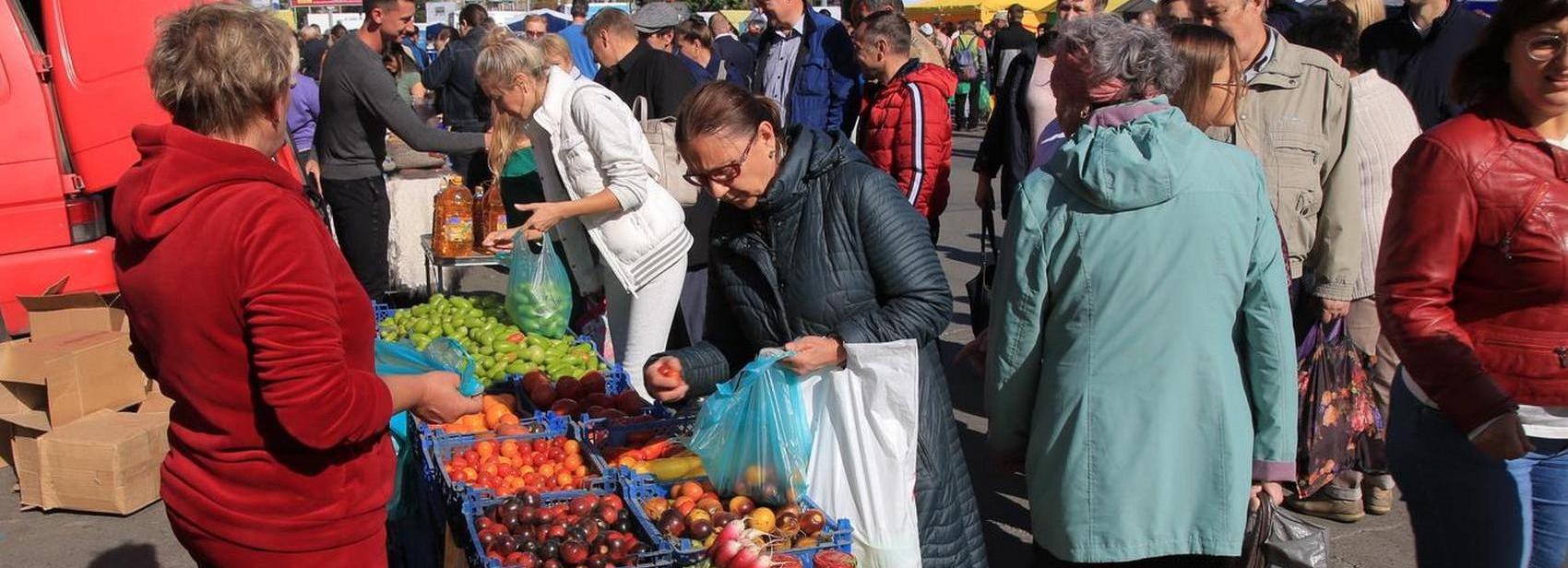 Напротив центра «Космос» развернут торговлю свежим урожаем