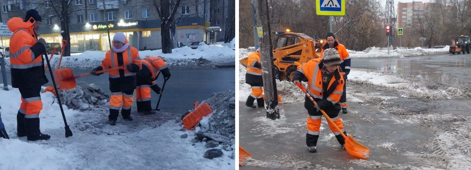 Больше 300 рабочих ДЭУ гребли снег и скалывали наледь в минувшие сутки