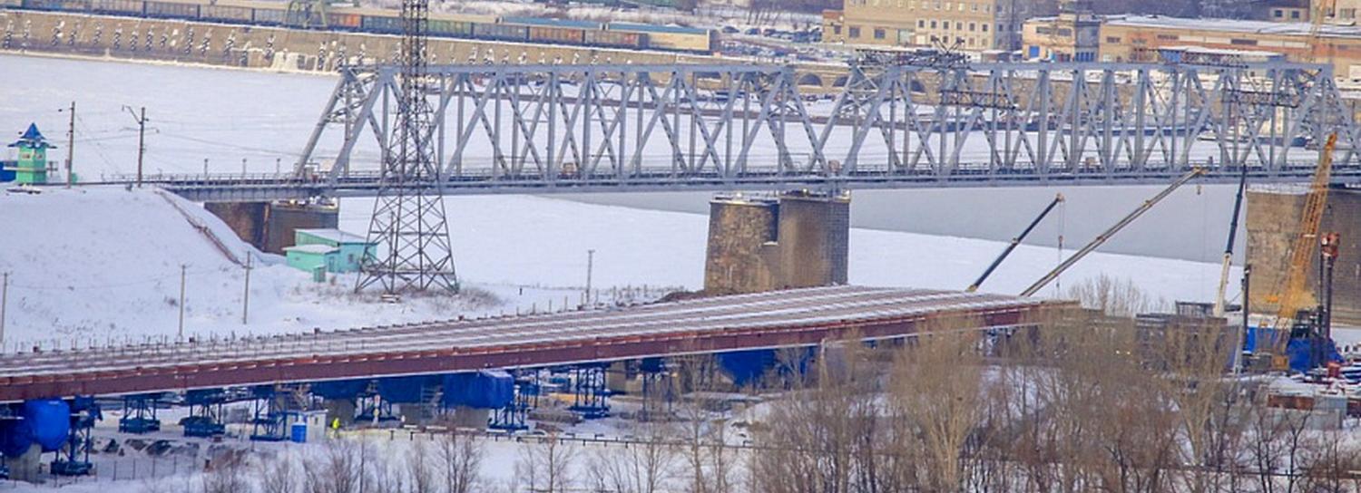 Огромное пролётное строение собрали для четвёртого моста на левом берегу