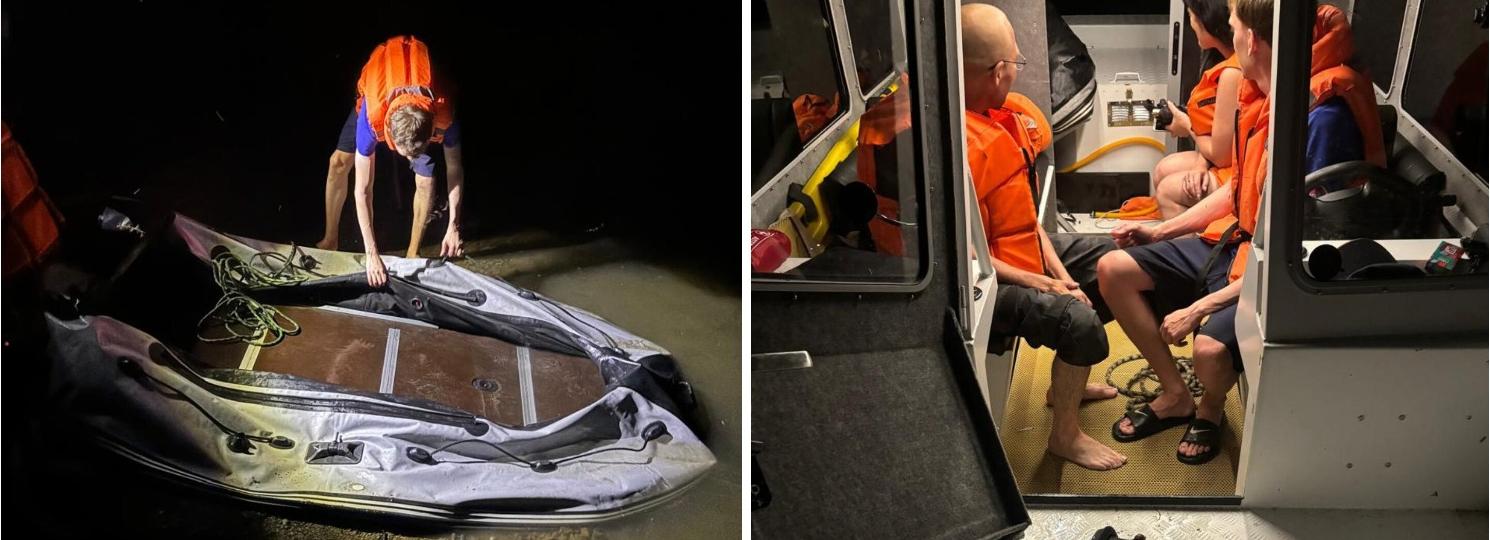 Пассажиров сдувшейся лодки спасли в ночи на границе города