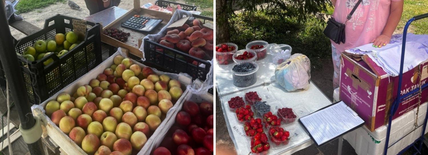 Торговцев овощами и фруктами выгнали с газонов в Калининке