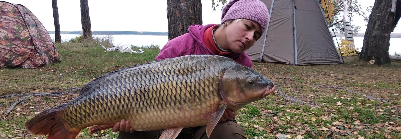 18-килограммового сазана-гиганта поймала хрупкая девушка из Новосибирска