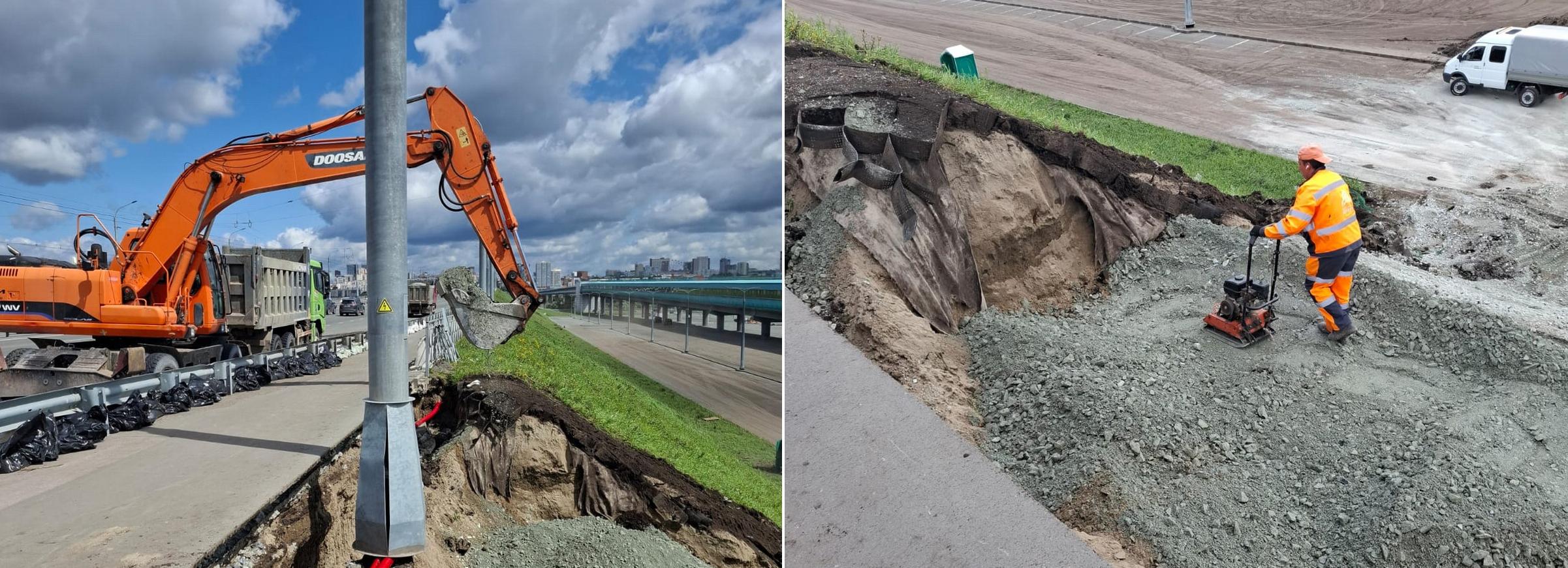 Дамбу Октябрьского моста восстановили после разрушительного ливня