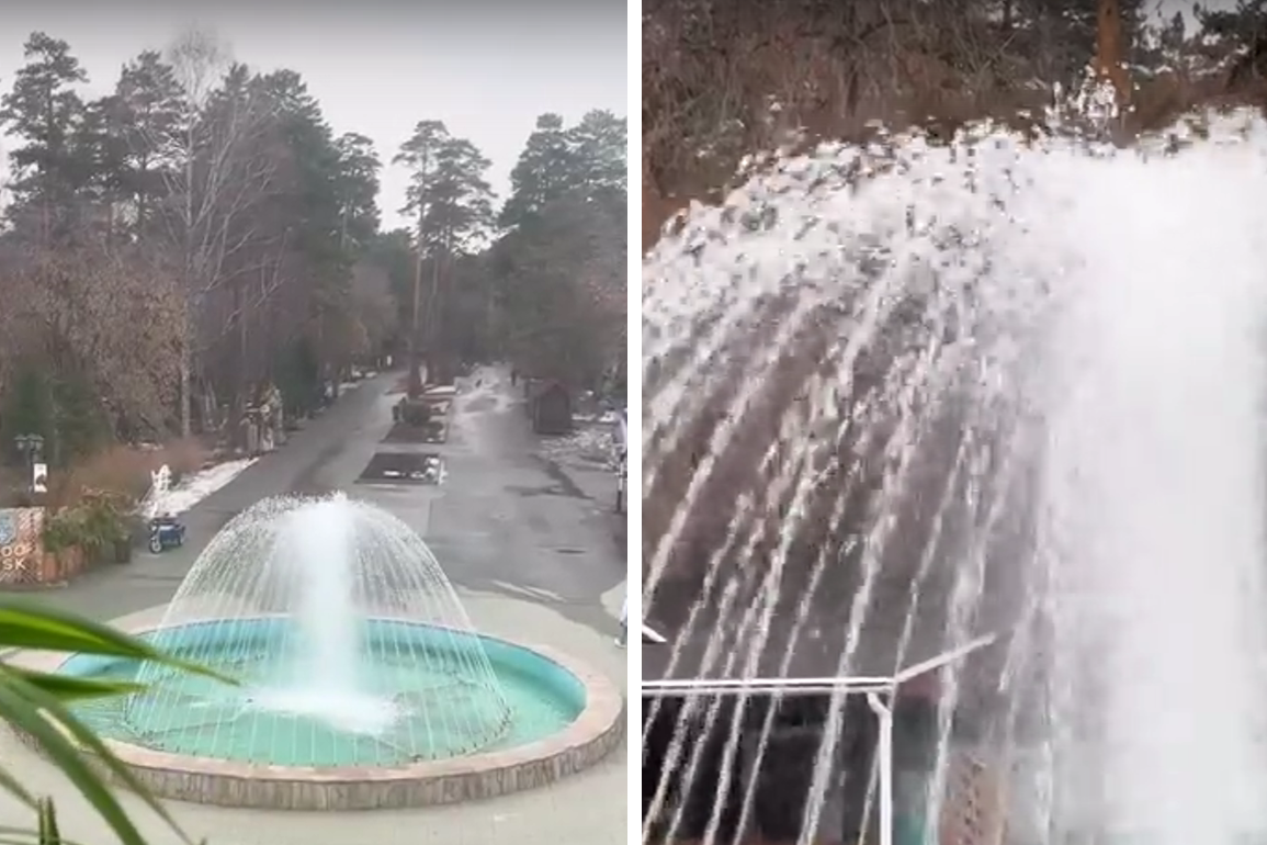 Первый фонтан: водные струи забили в Новосибирском зоопарке
