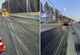 Слой асфальта содрали с Бердского шоссе на выезде из Новосибирска