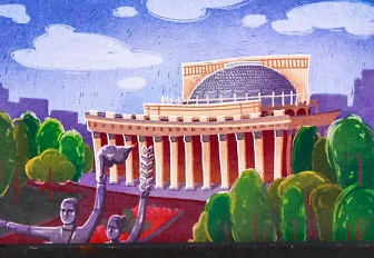 Театр-танк и мистика от ИИ: Новосибирск в открытках из галереи НГУАДИ