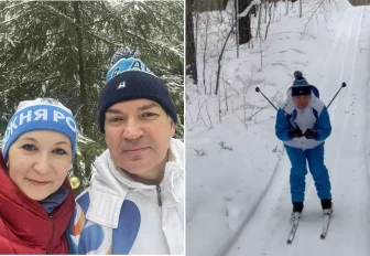 Мэр Кудрявцев прогулялся на лыжах в первый день нового года