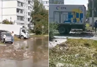 Забивший из-под асфальта фонтан на Блюхера повредил 36 автомобилей