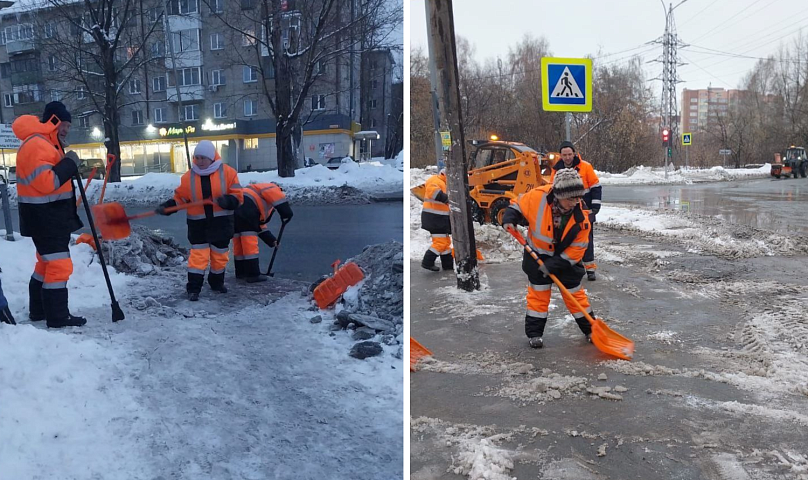 Больше 300 рабочих ДЭУ гребли снег и скалывали наледь в минувшие сутки