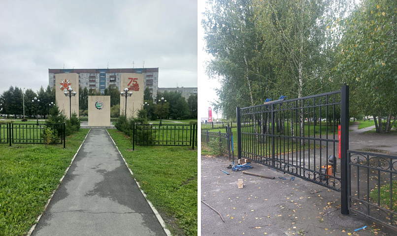 Кованое ограждение установили в сквере «Белый сад» в Новосибирске