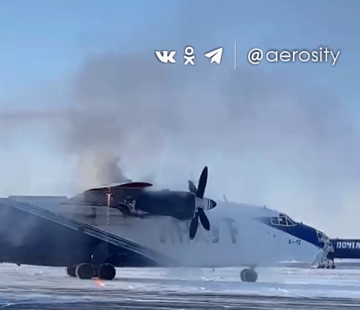 Видео горящего самолёта Ан-12 в Толмачёво появилось в соцсетях
