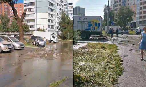 Забивший из-под асфальта фонтан на Блюхера повредил 36 автомобилей