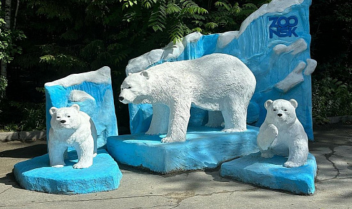 Фотозону со скульптурами белых медведей установили в зоопарке