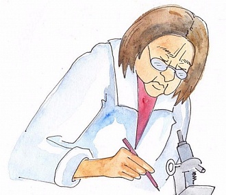 Новосибирск в виде учёной старушки с микроскопом нарисовала сибирячка